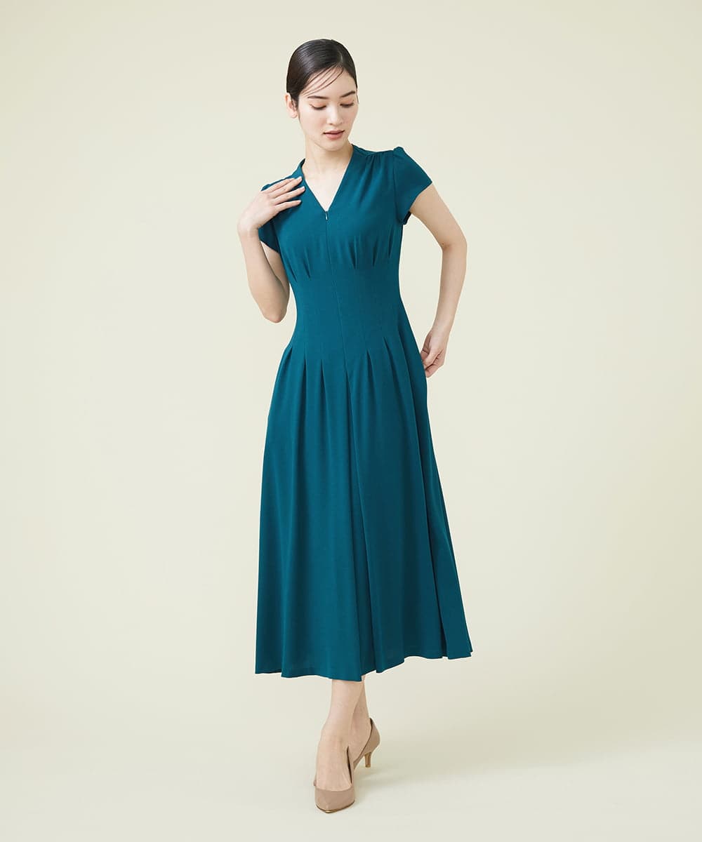 GDEET21390 Sybilla(シビラ) タッキングデザインドレス グリーン