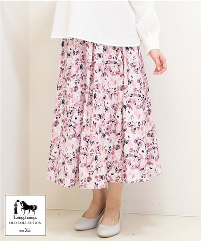 OLHEV13129  【大きいサイズ】【ロンシャン オールドコレクション】フラワープリントスカート