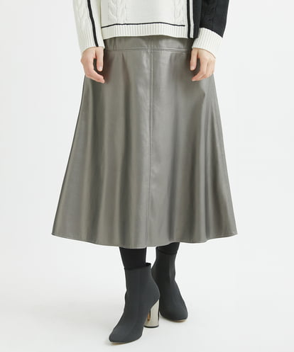 PHHCV07290 GEORGES RECH(小さいサイズ) エコレザーメタリックAラインロングスカート