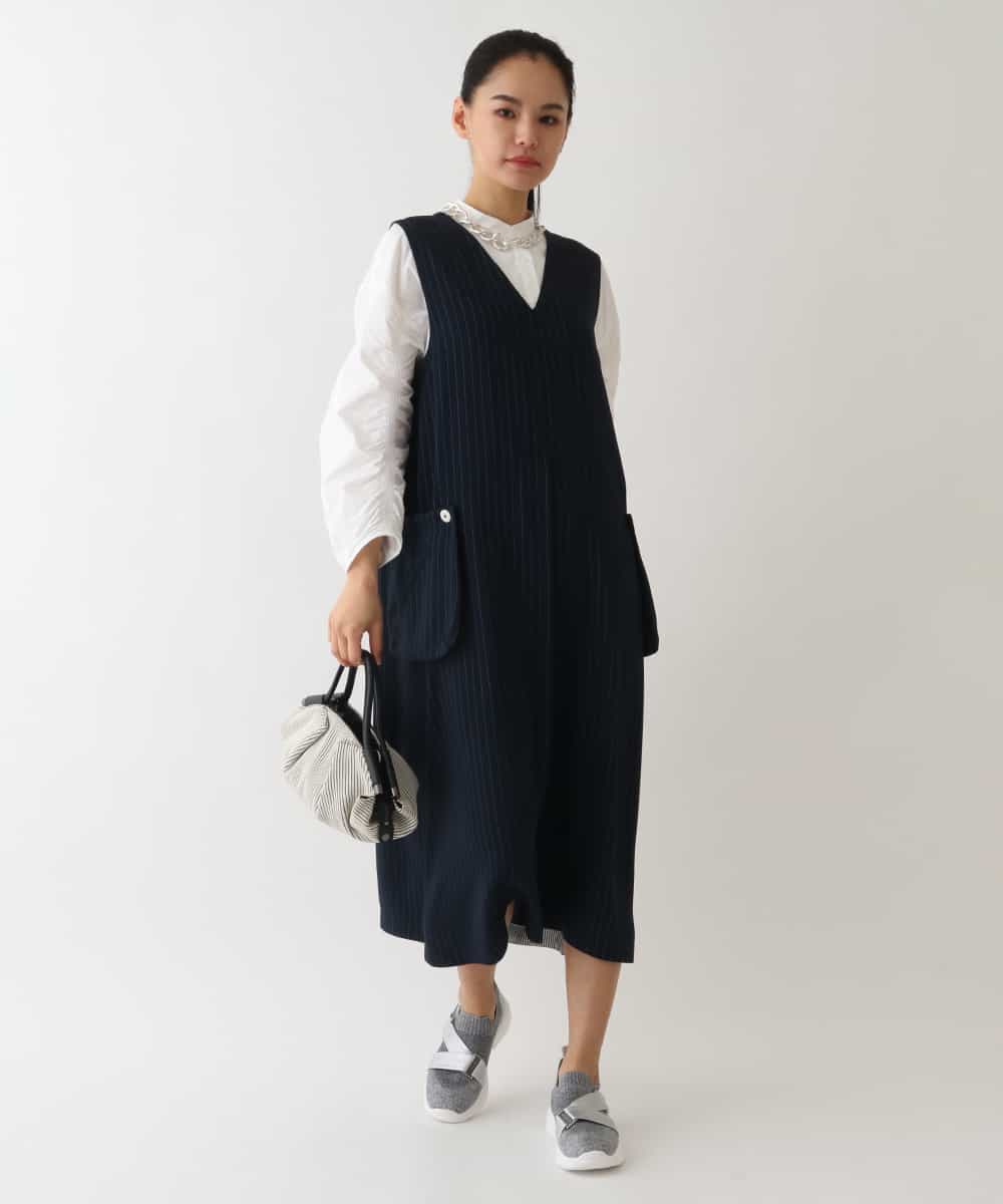 RBEDV06390 HIROKO BIS(ヒロコ ビス) ピンストライプジャンパースカート /洗える ネイビー
