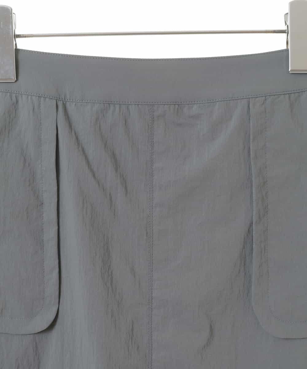 RLHGW19260 HIROKO BIS GRANDE(ヒロコ ビス グランデ) 【大きいサイズ】パッチポケットナイロンフレアスカート /洗濯機で洗える グレー
