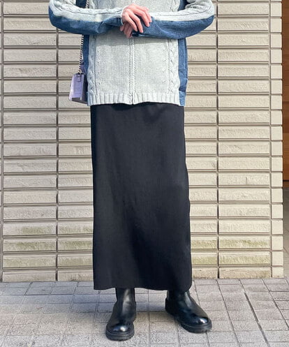 ZMHGW02090  【日本製】リブニットナロースカート