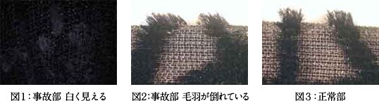 図1~3:毛羽乱れ(パイル)