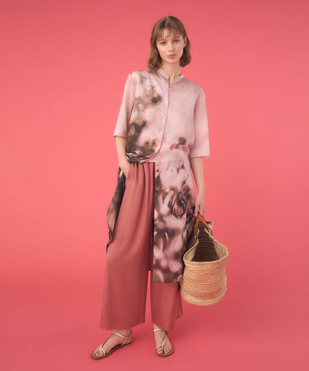 Shadow print long blouse