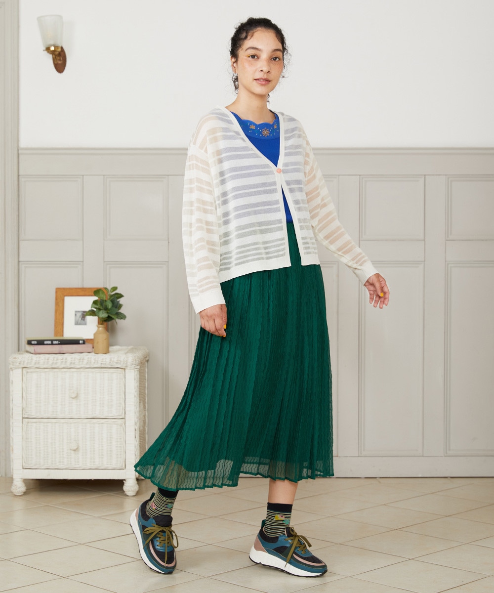 Brisa シアーボーダーカーディガン