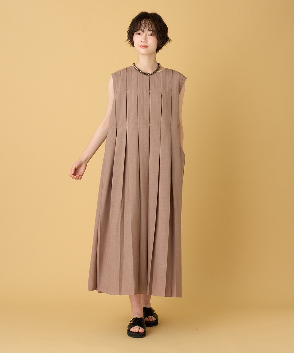 【洗える】タックプリーツワンピース
