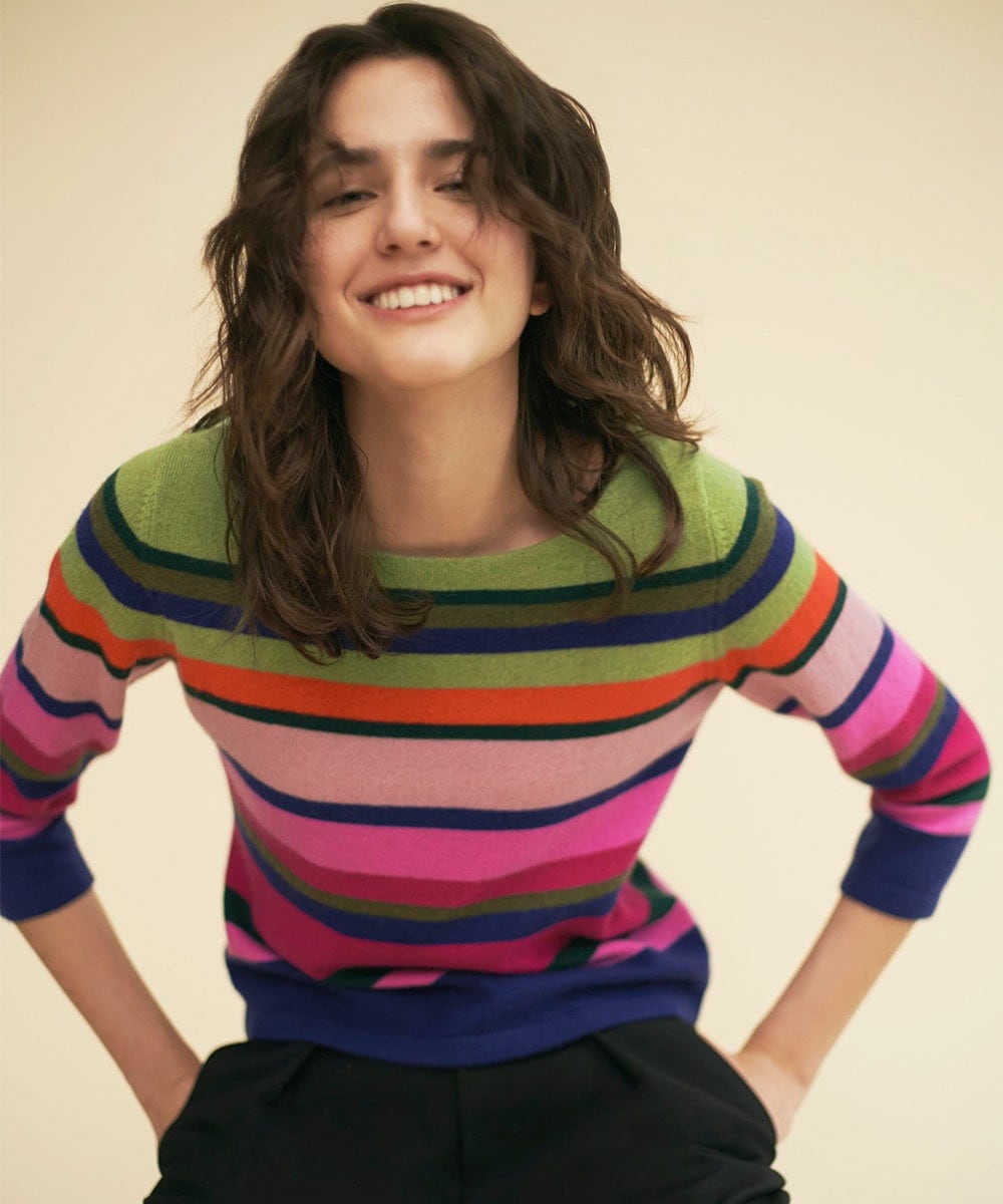 Multicolor border knit top