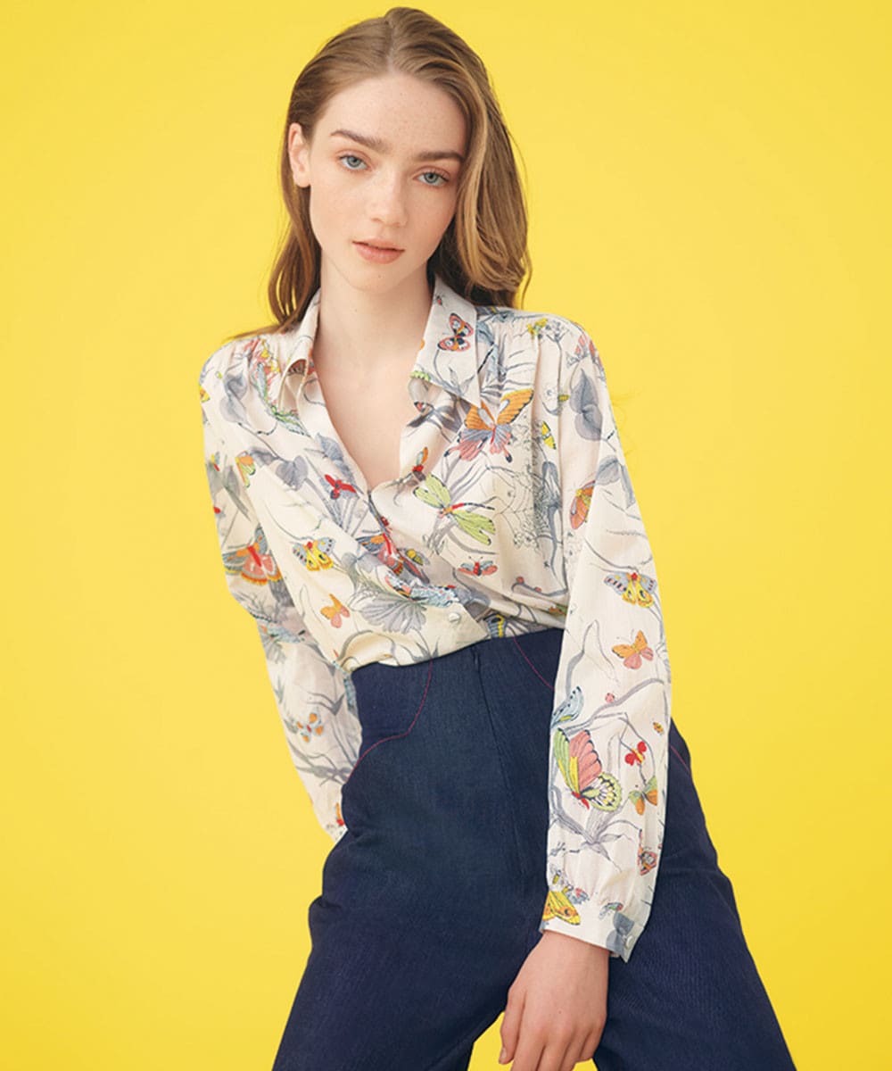 Butterfly & flower print shirt