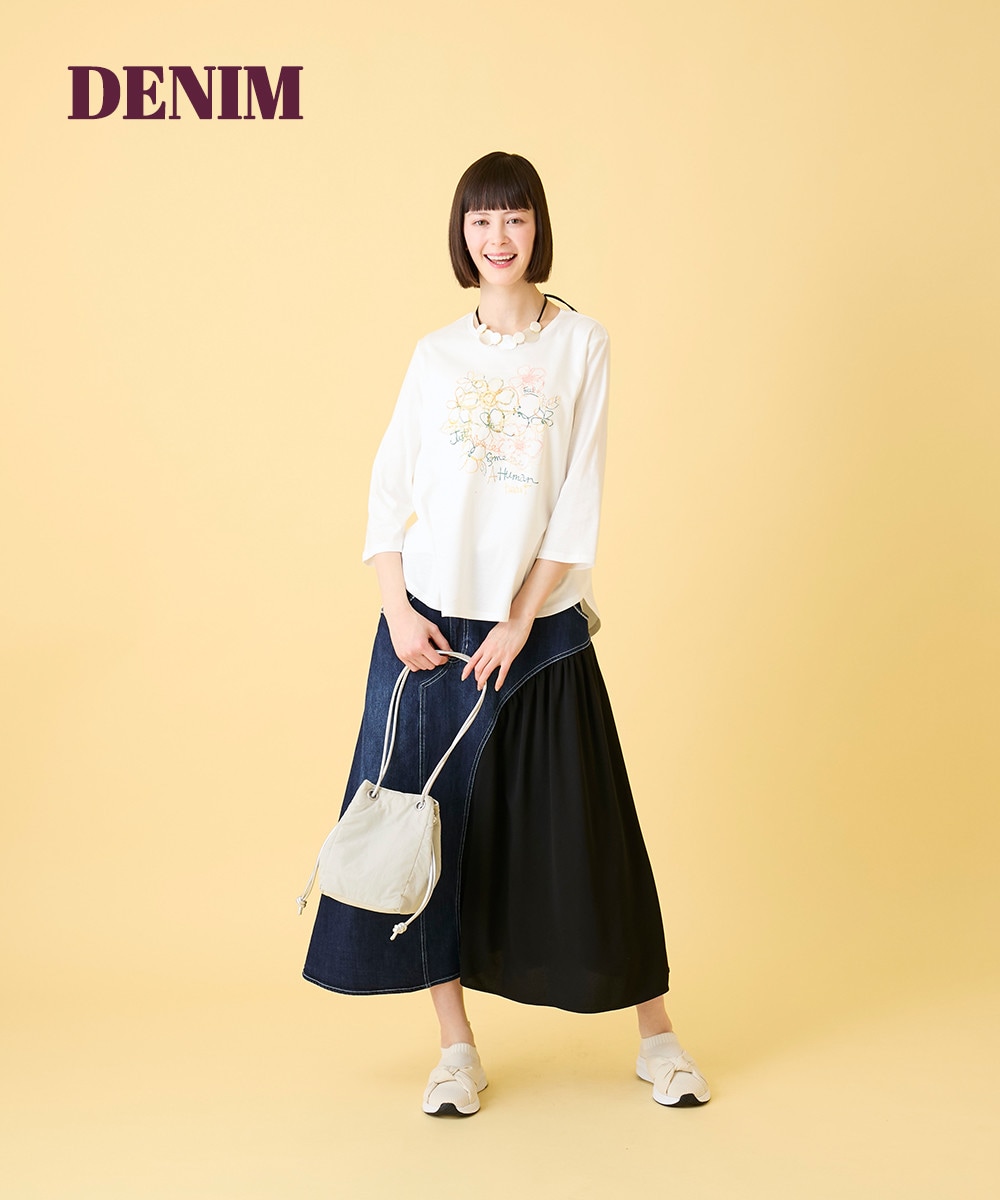 カットソー＆デニムスカート