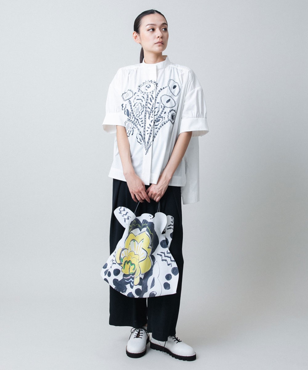 フラワー刺繍オーバーシルエットブラウス