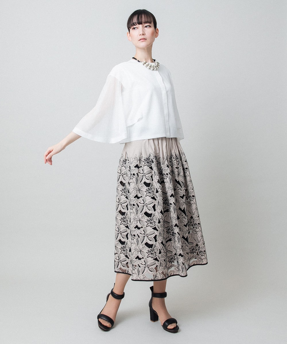 フレアスリーブシアーニットカーディガン /洗える