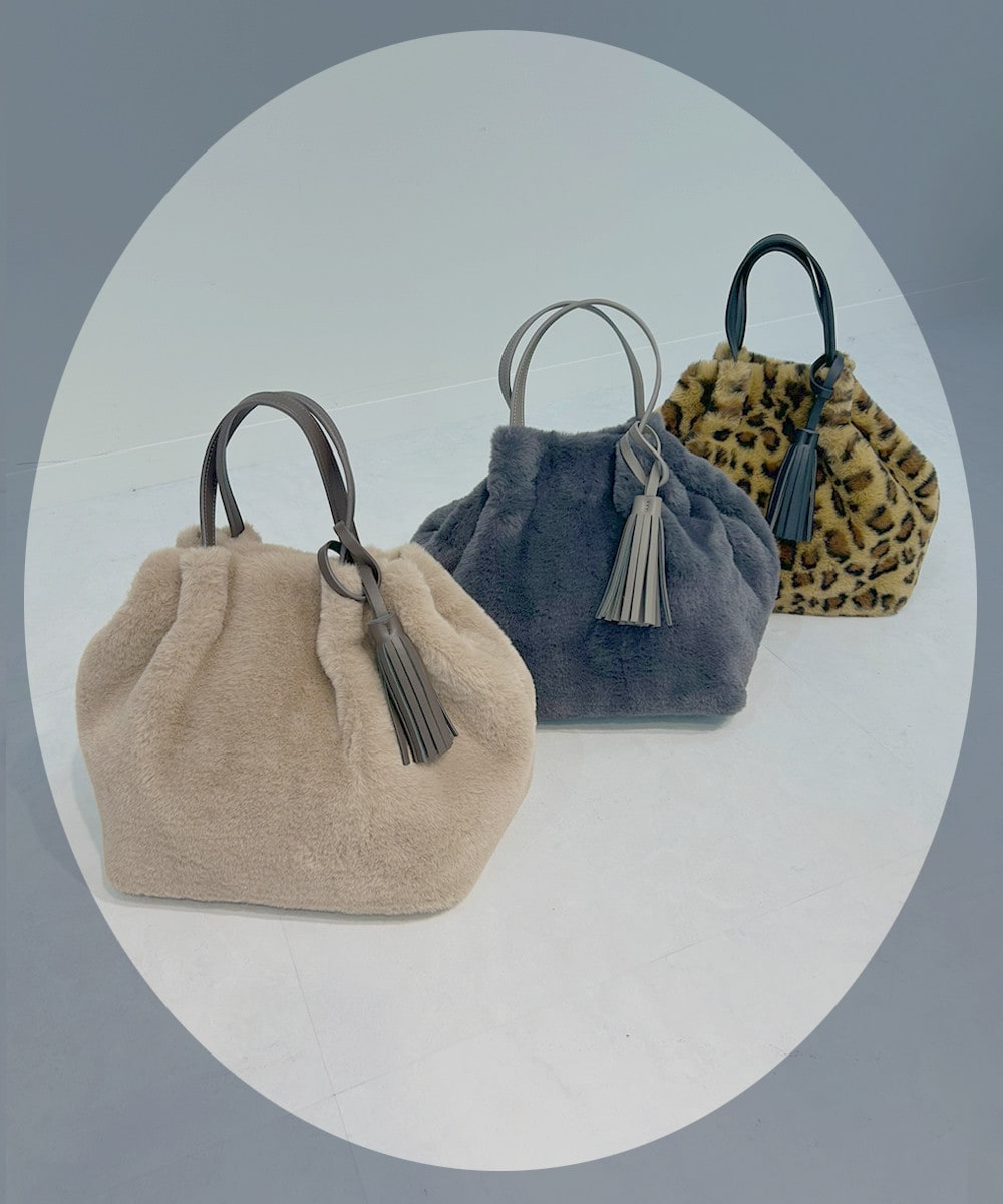 【2WAY】タッセルデザインファーハンドバッグ