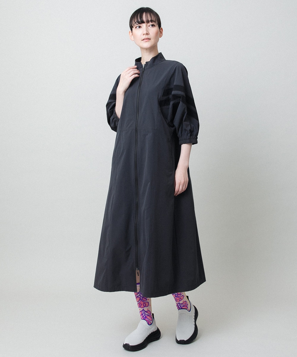 配色ラインフロントジップワンピース