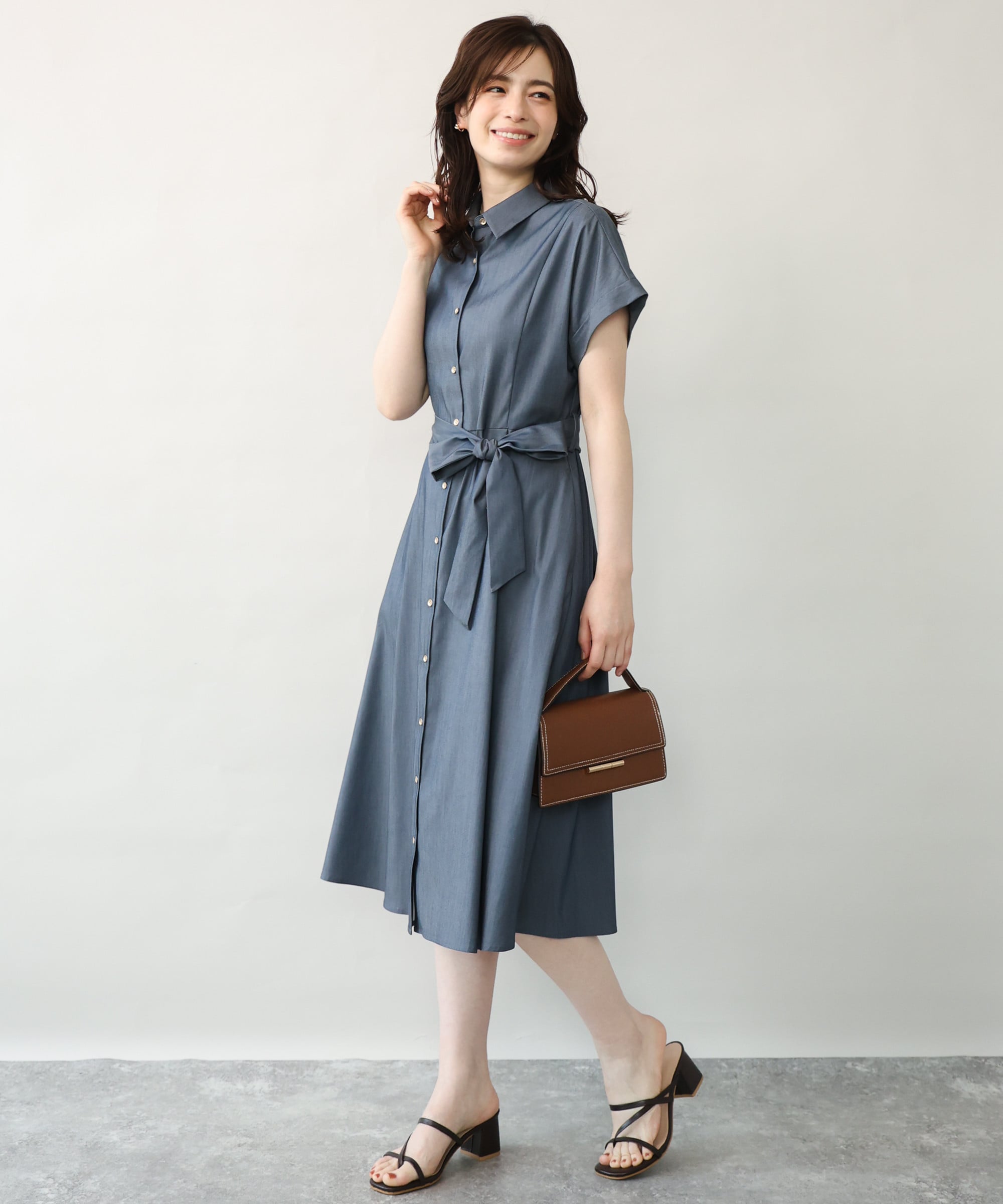 シャンブレーシャツワンピース/洗える/WEB限定