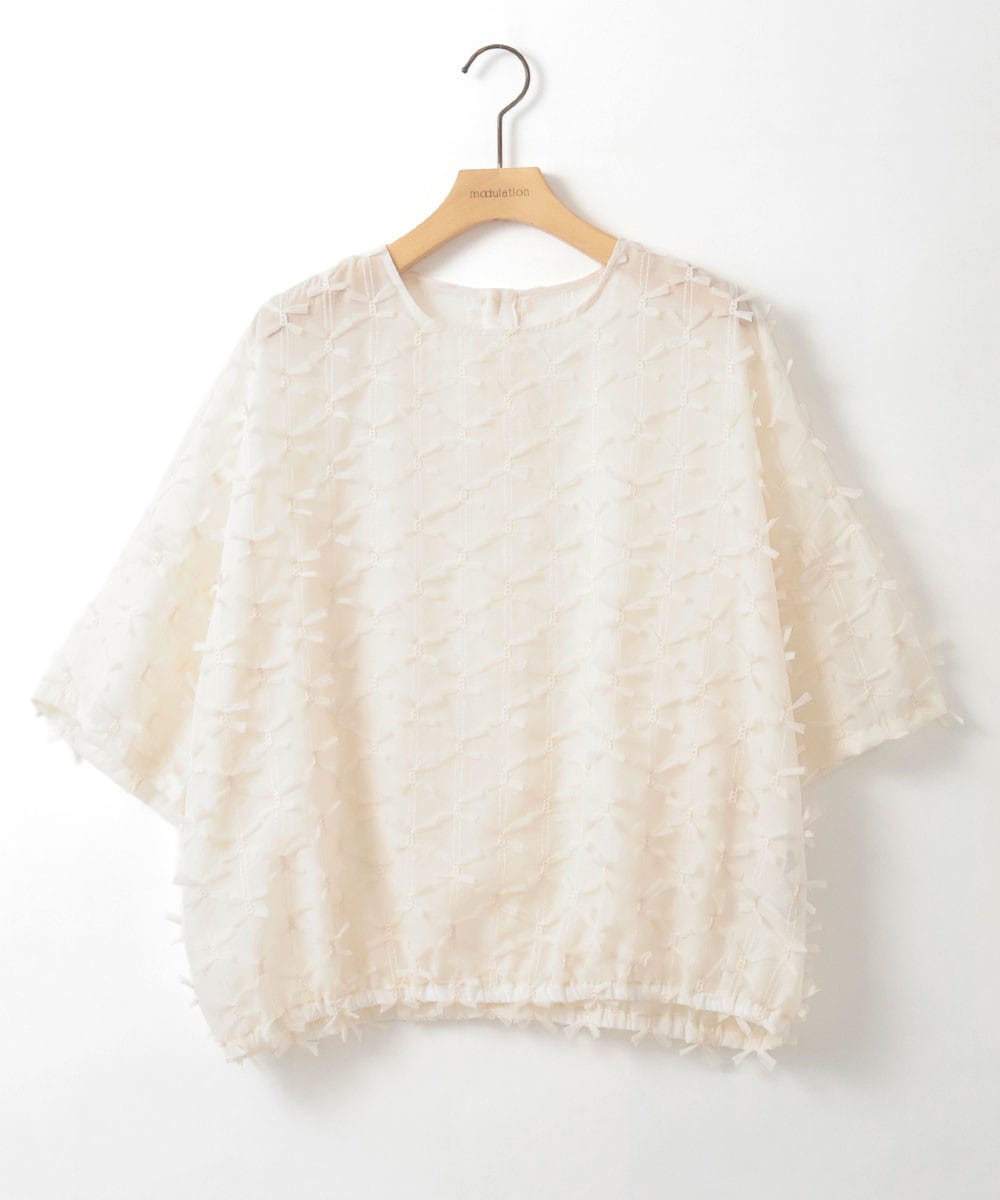 メッシュリボンシアープルオーバー