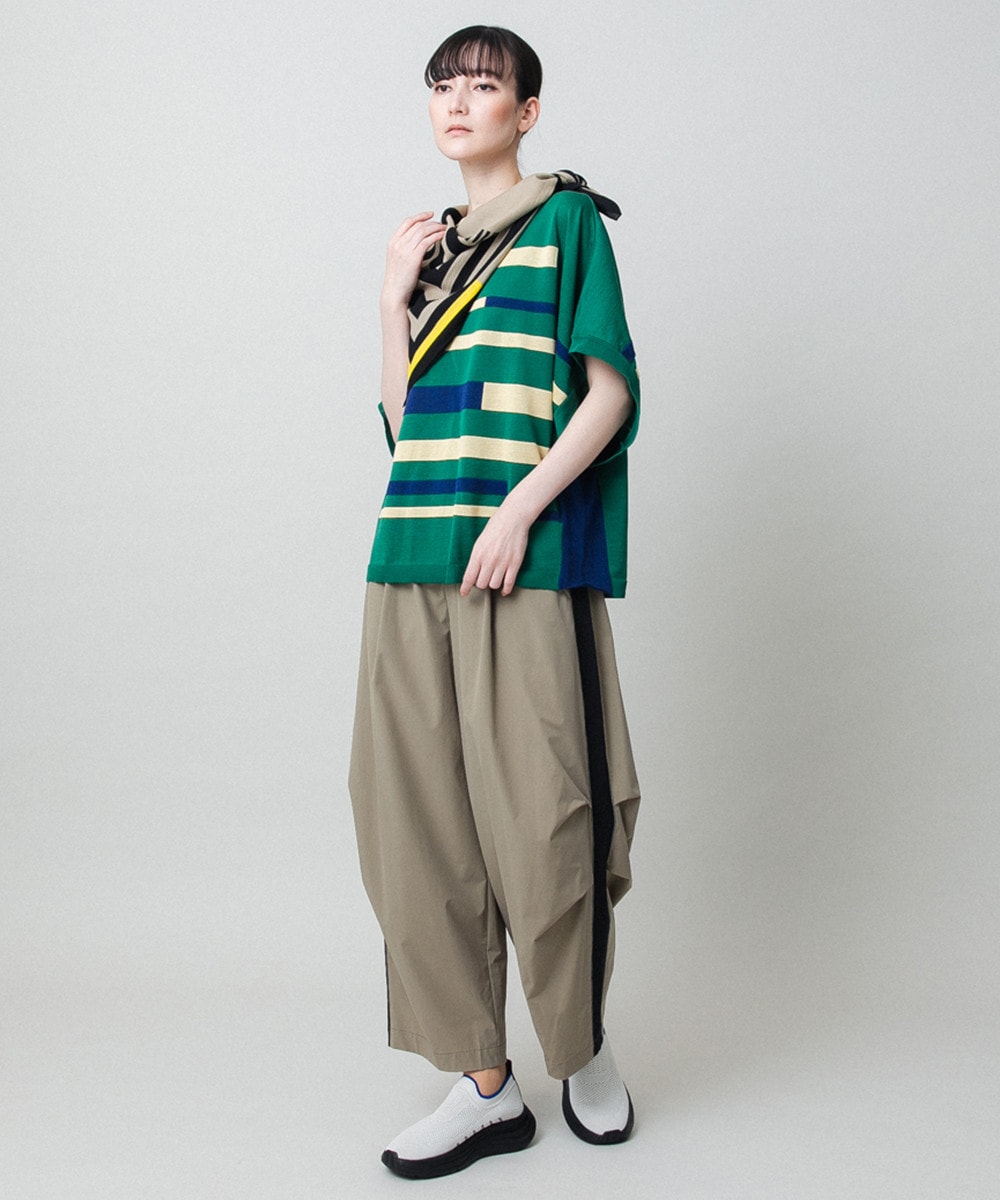 配色ラインカーブタックパンツ