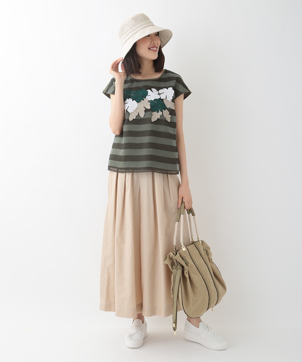 【洗える】オーガンジーボーダークラフトTシャツ