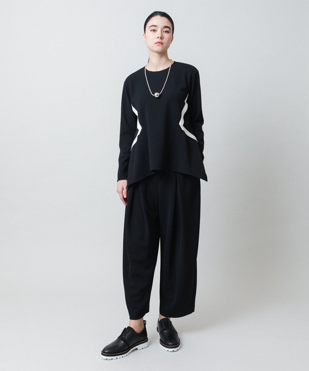 配色ライン立体デザインプルオーバー /日本製/洗える