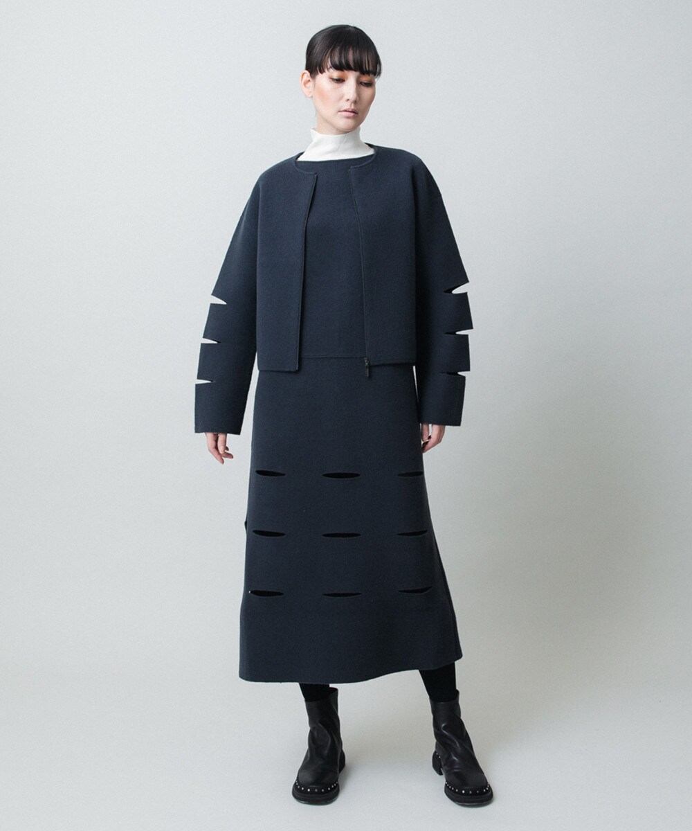 スラッシュデザインニットジャケット