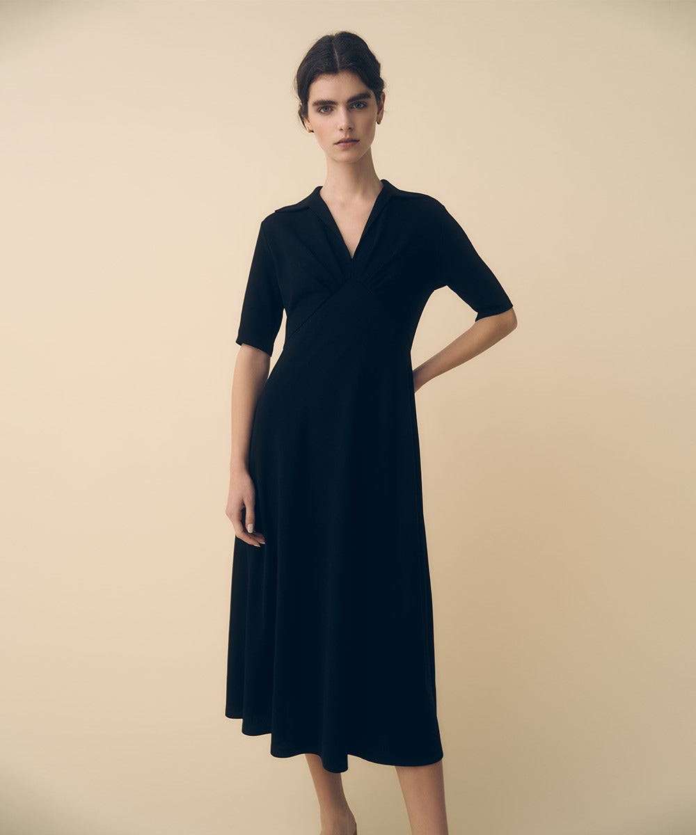 V neck collar jersey dress