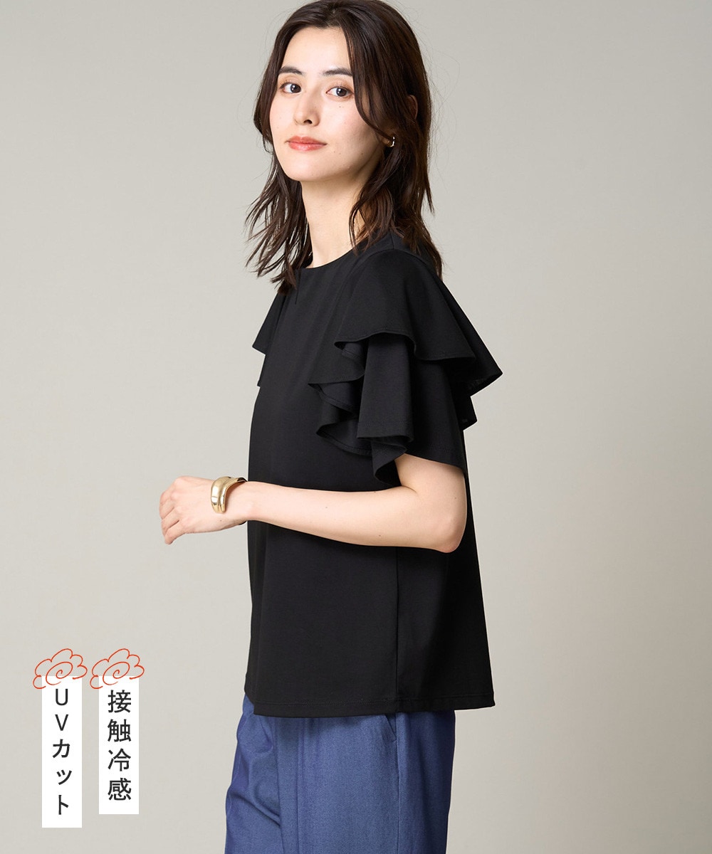 ラッフルフレアスリーブトップス