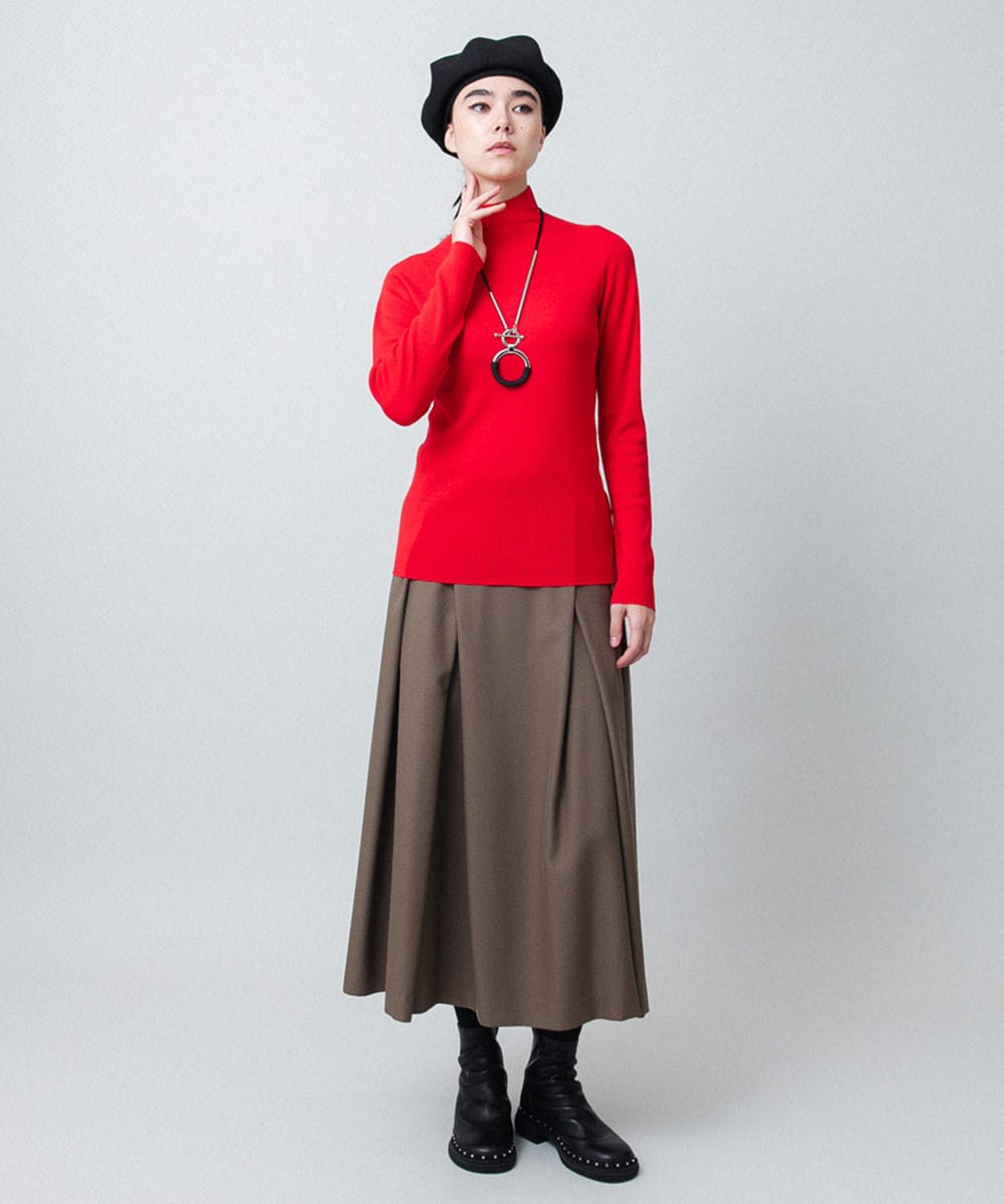 タックデザインフレアスカート/日本製/洗える