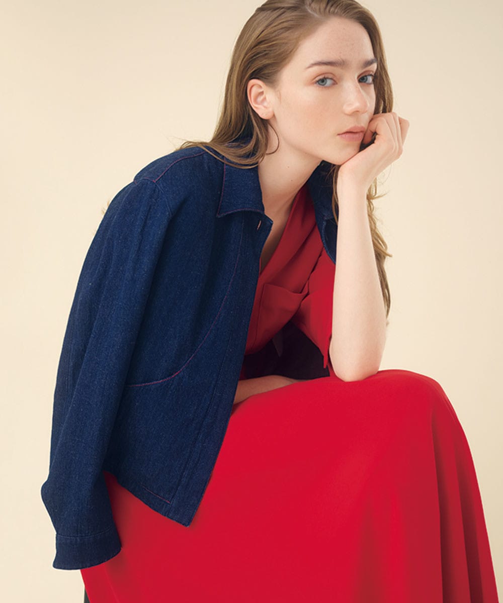 Bi-color stitch denim jacket