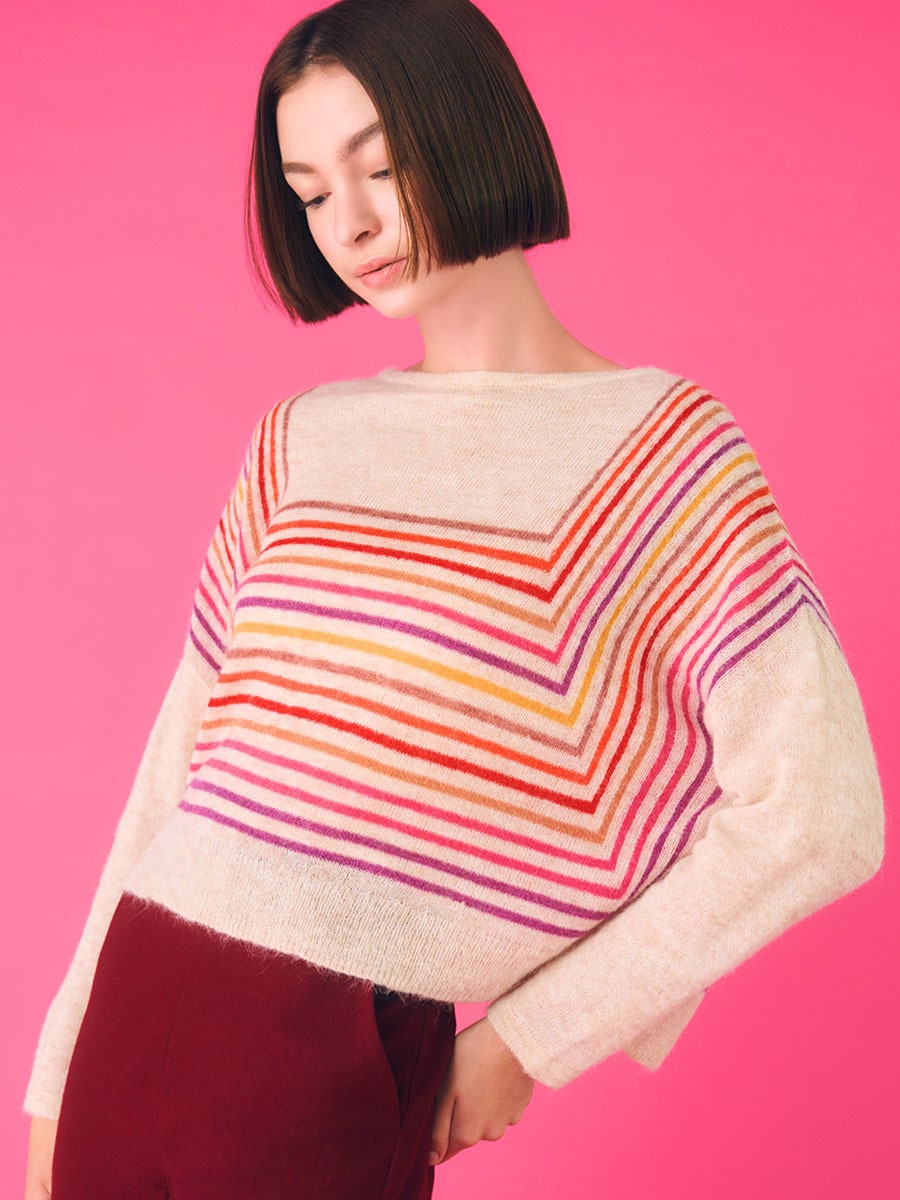 Multi color border knit
