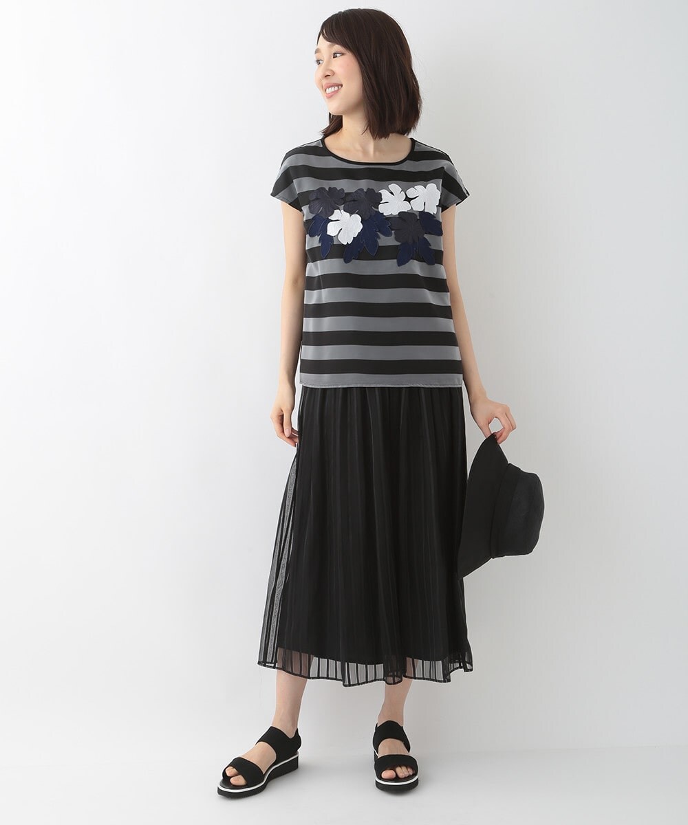 【洗える】オーガンジーボーダークラフトTシャツ