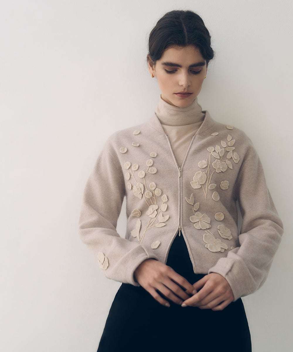 Flower applique blouson