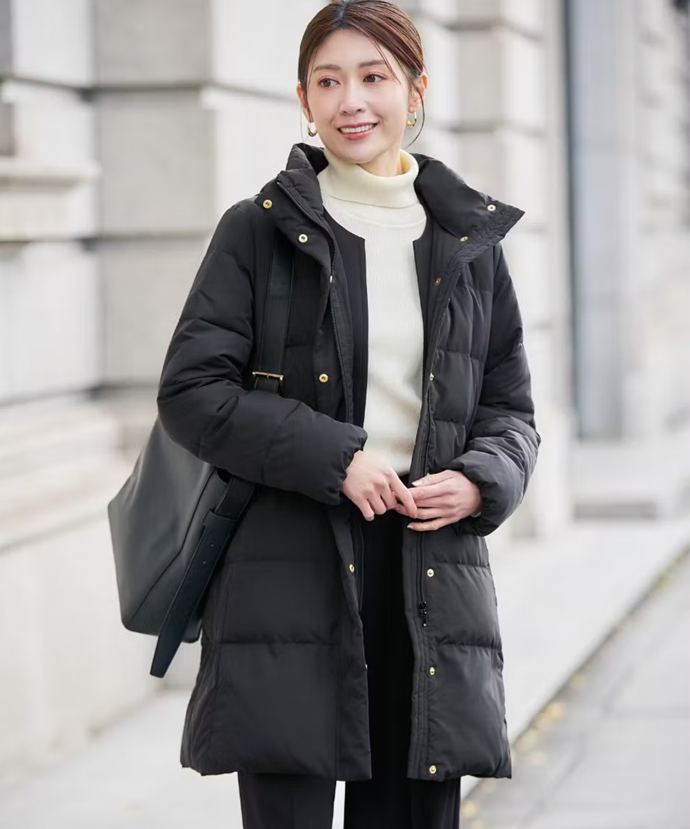 フーデッドロングダウンコート