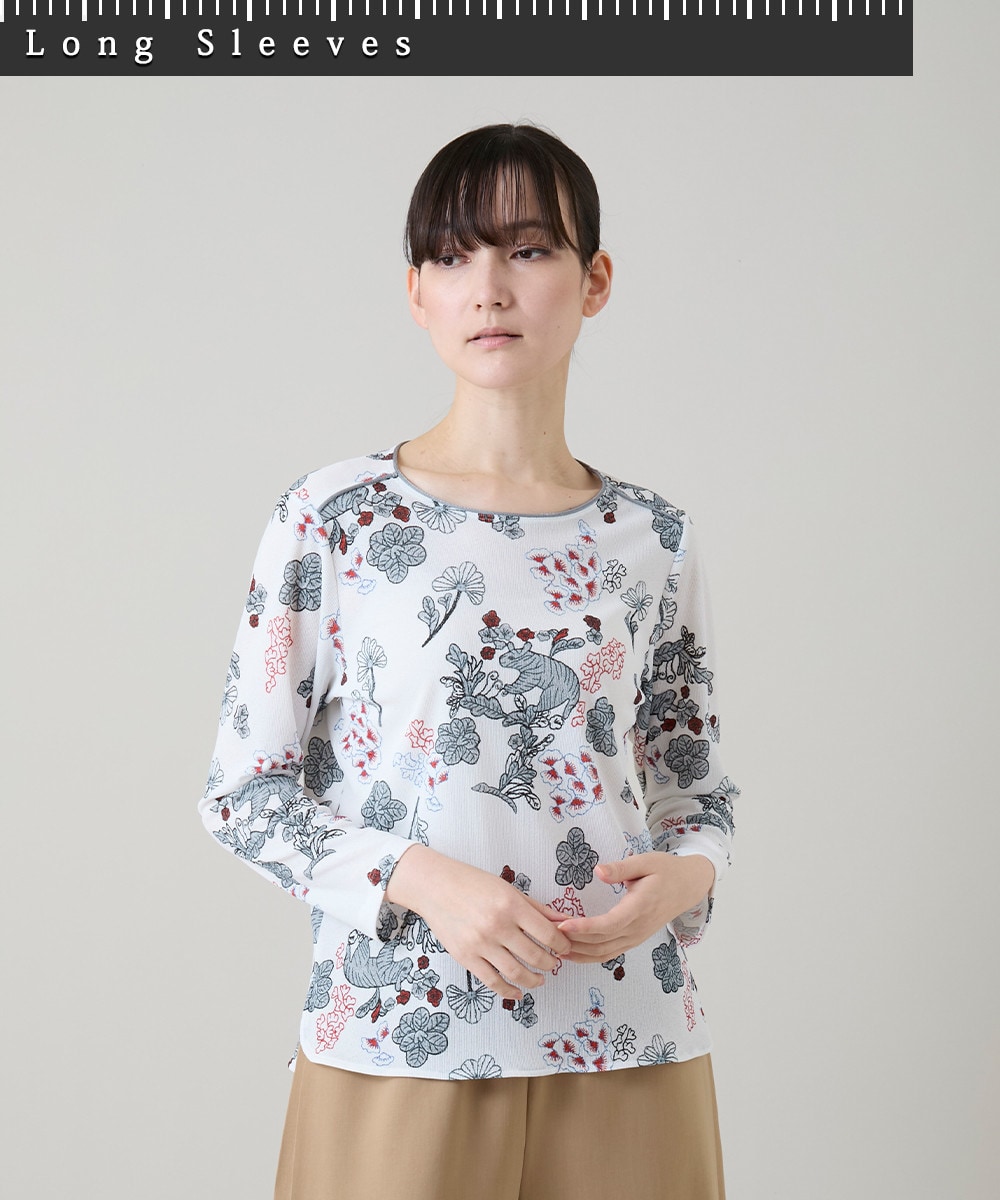 オリエンタルアニマルプリントカットソー/日本製/洗える