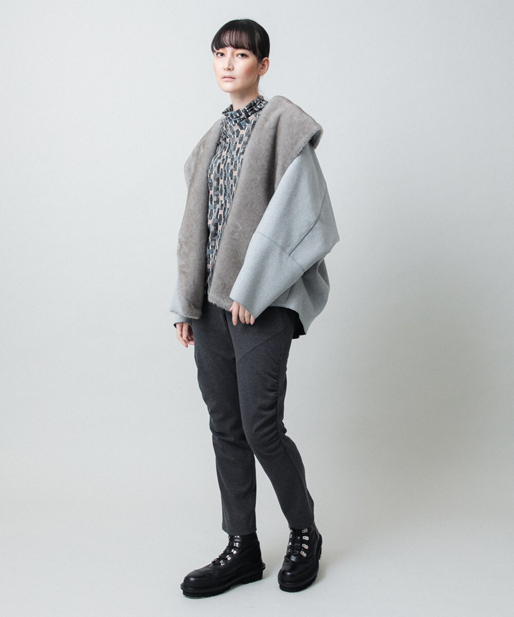 ショールカラーウールライクショートコート