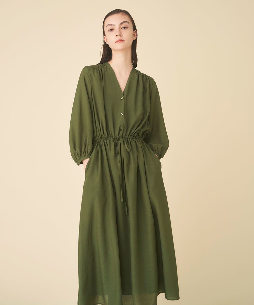 Silk rayon drawstring dress