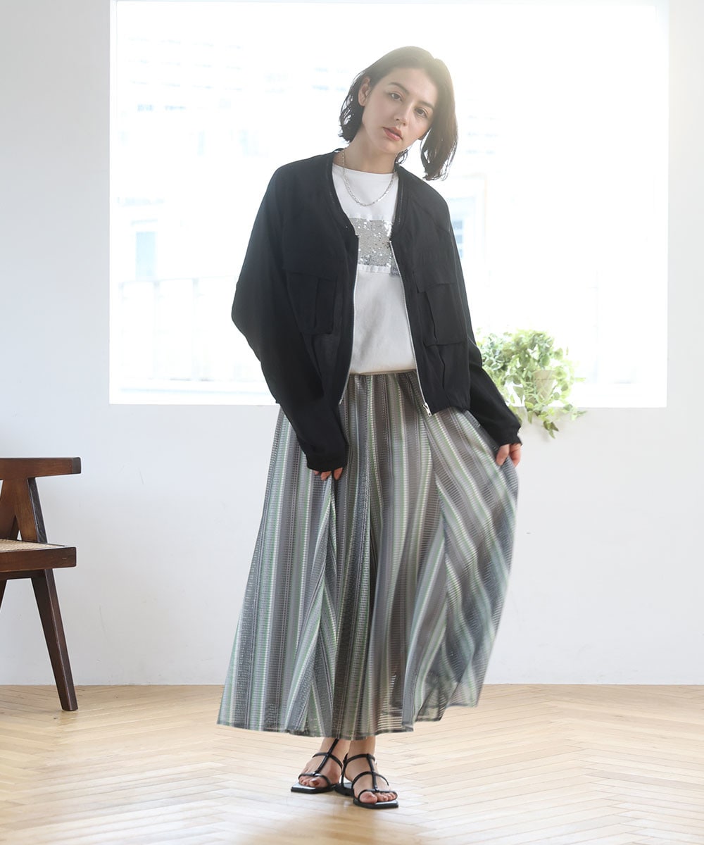 マルチカラーメッシュフレアスカート