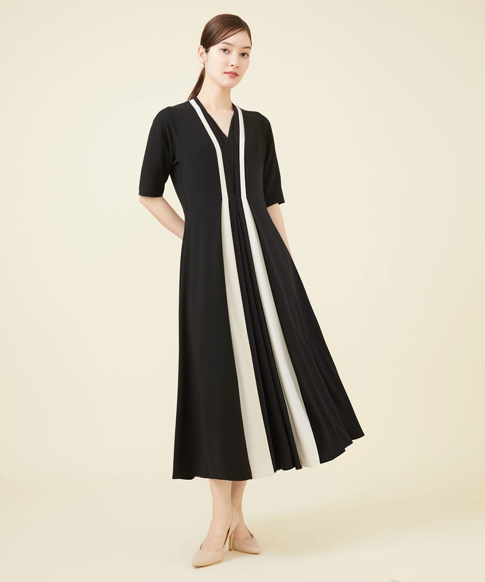 Black x off white bi-color dress
