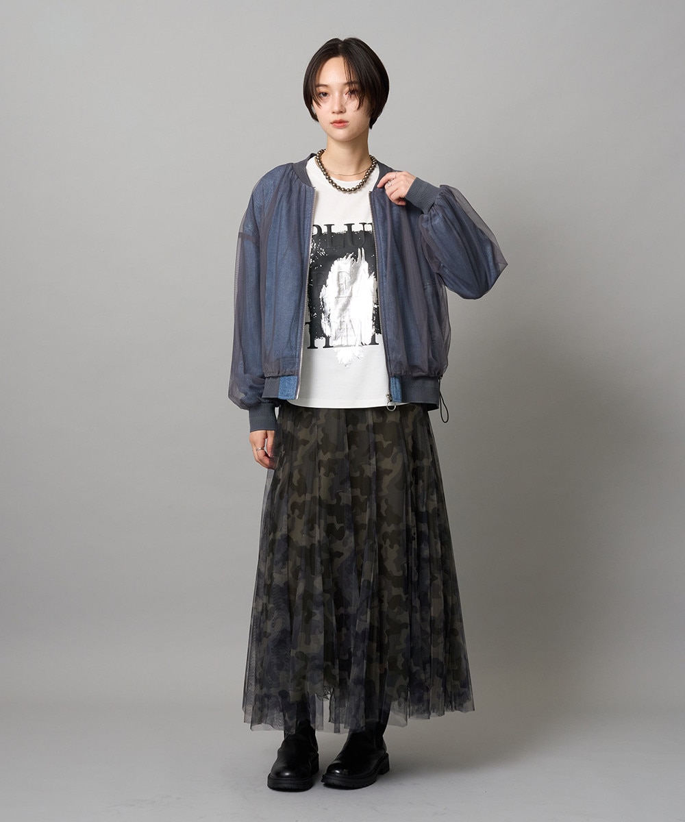 総柄プリントチュールスカート