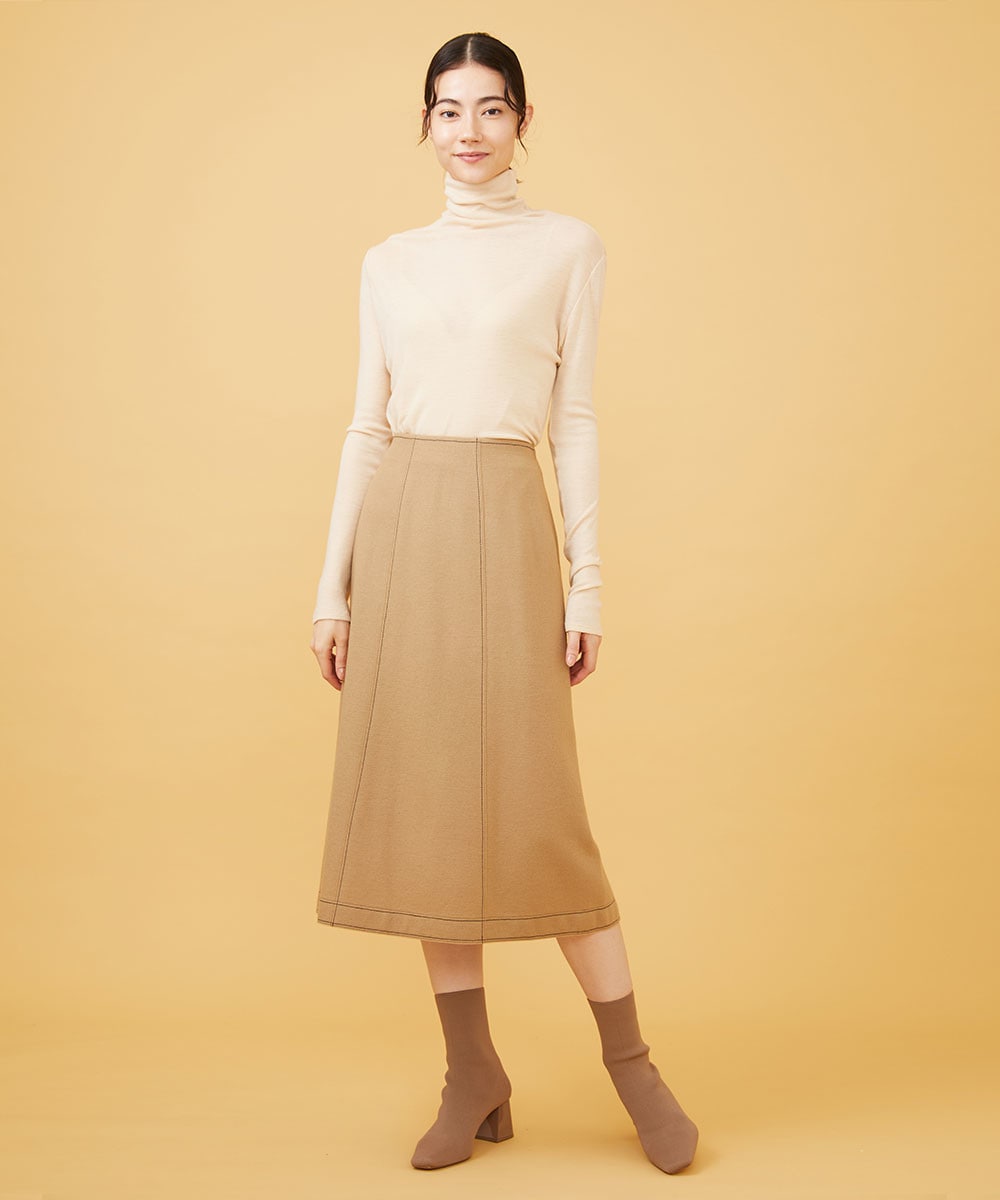 Bi-color stitch jersey skirt