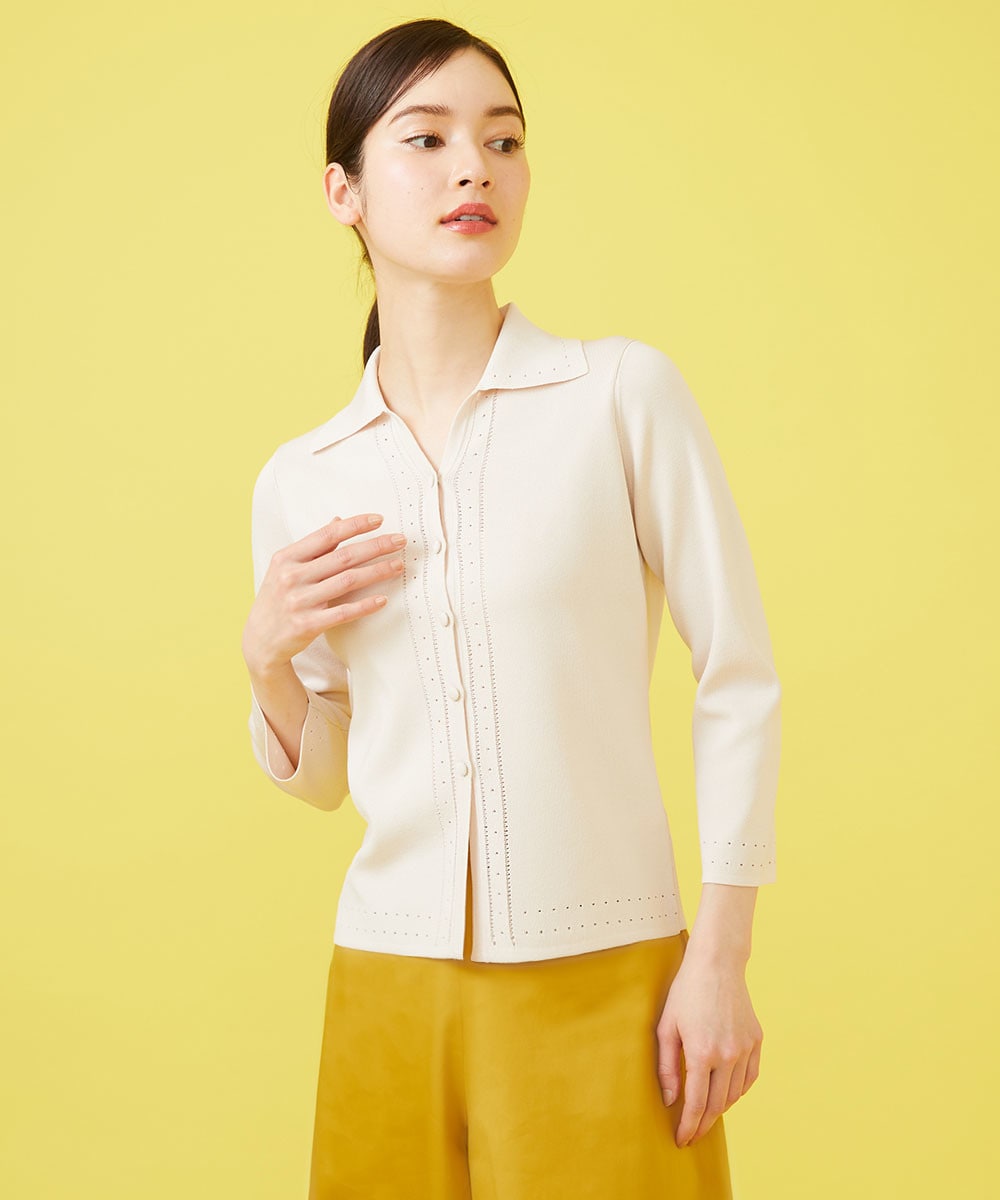 Eylet detail knit cardigan