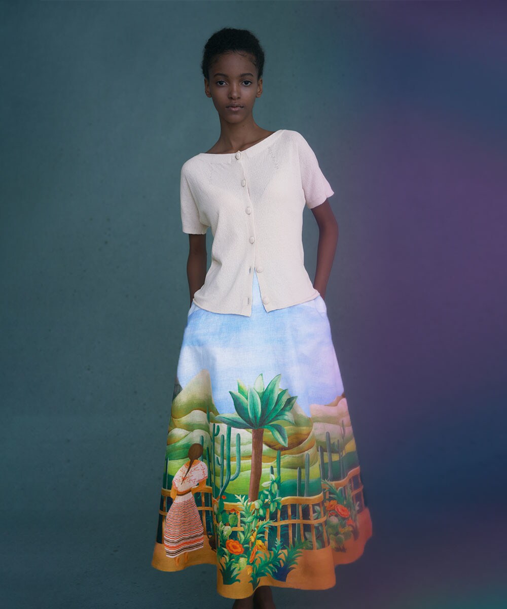 Latin America landscape skirt x knit top