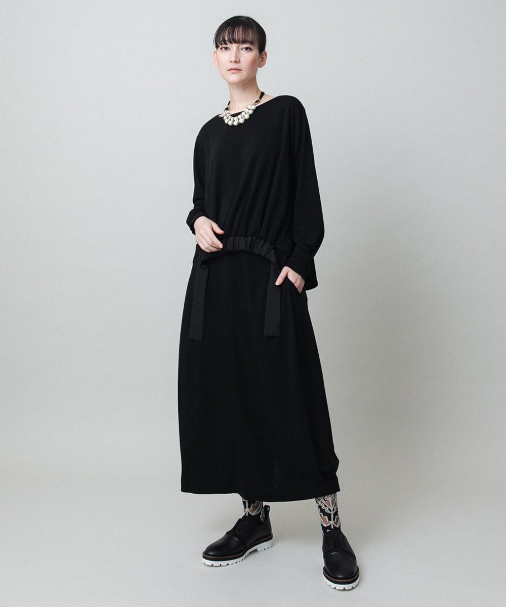 ヘムリボンギャザープルオーバー /日本製/洗える