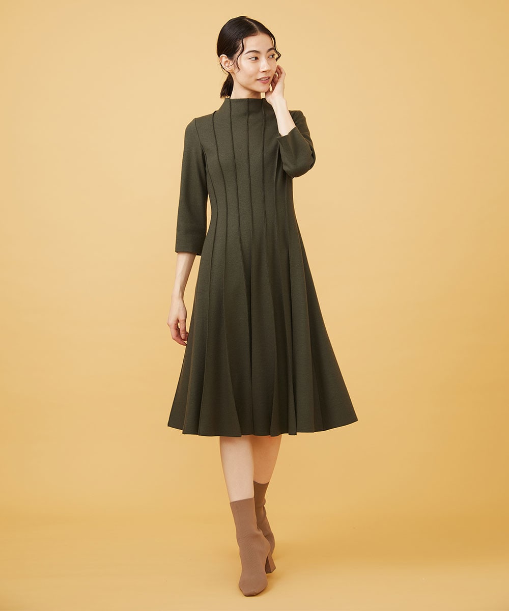 Pin-tuck jersey dress