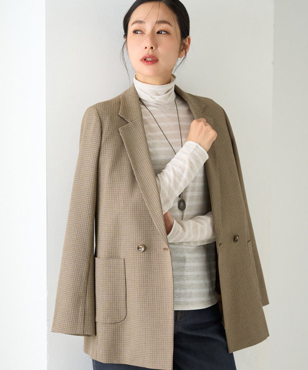ガングラブチェックダブルブレストジャケット