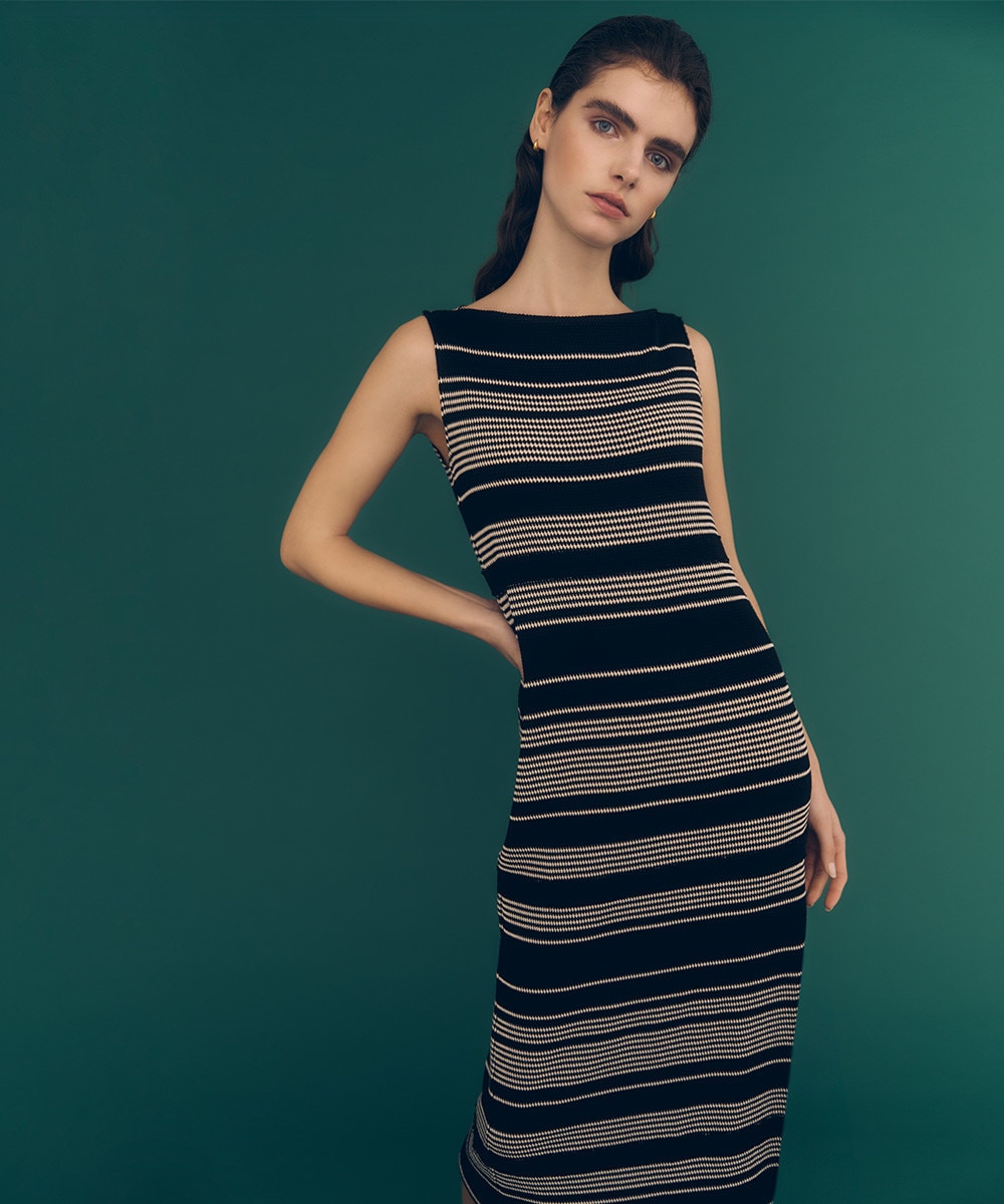 Border jacquard jersey dress