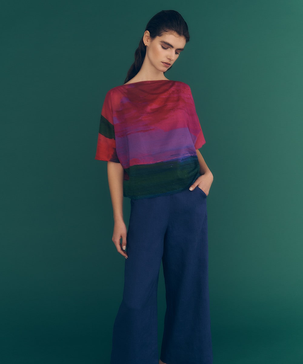 Abstract painting print blouse