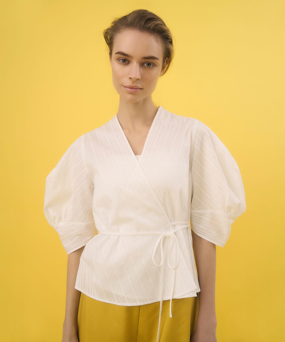Sheer puff sleeve blouse