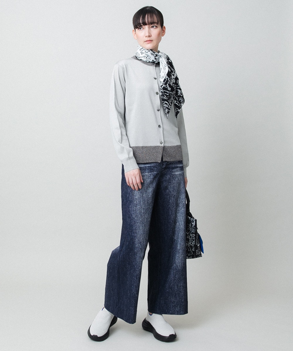 ストレッチデニムワイドパンツ/日本製/洗える