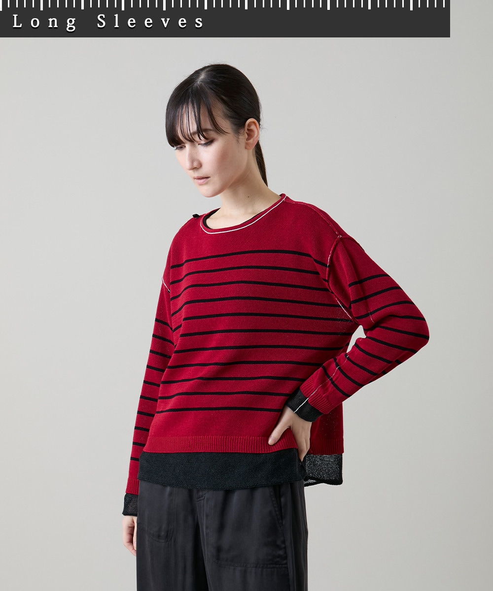 リバーシブルボーダーニットトップ