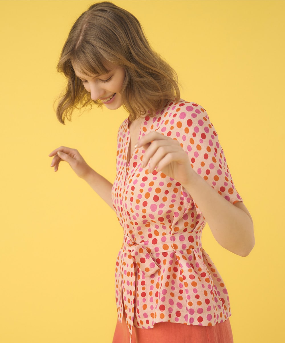 Irregular dot print blouse