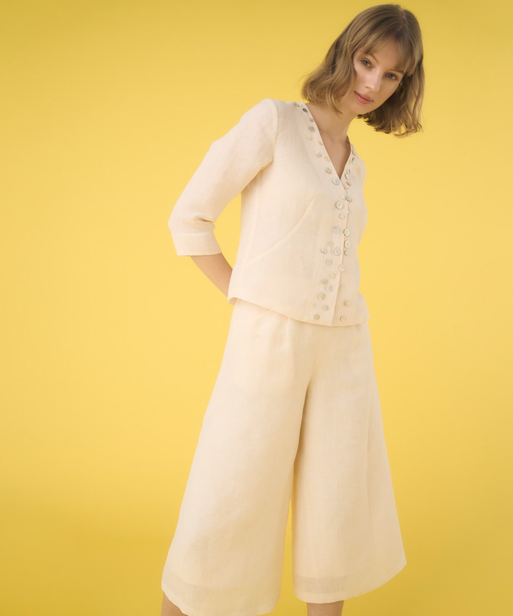 Linen cropped pants